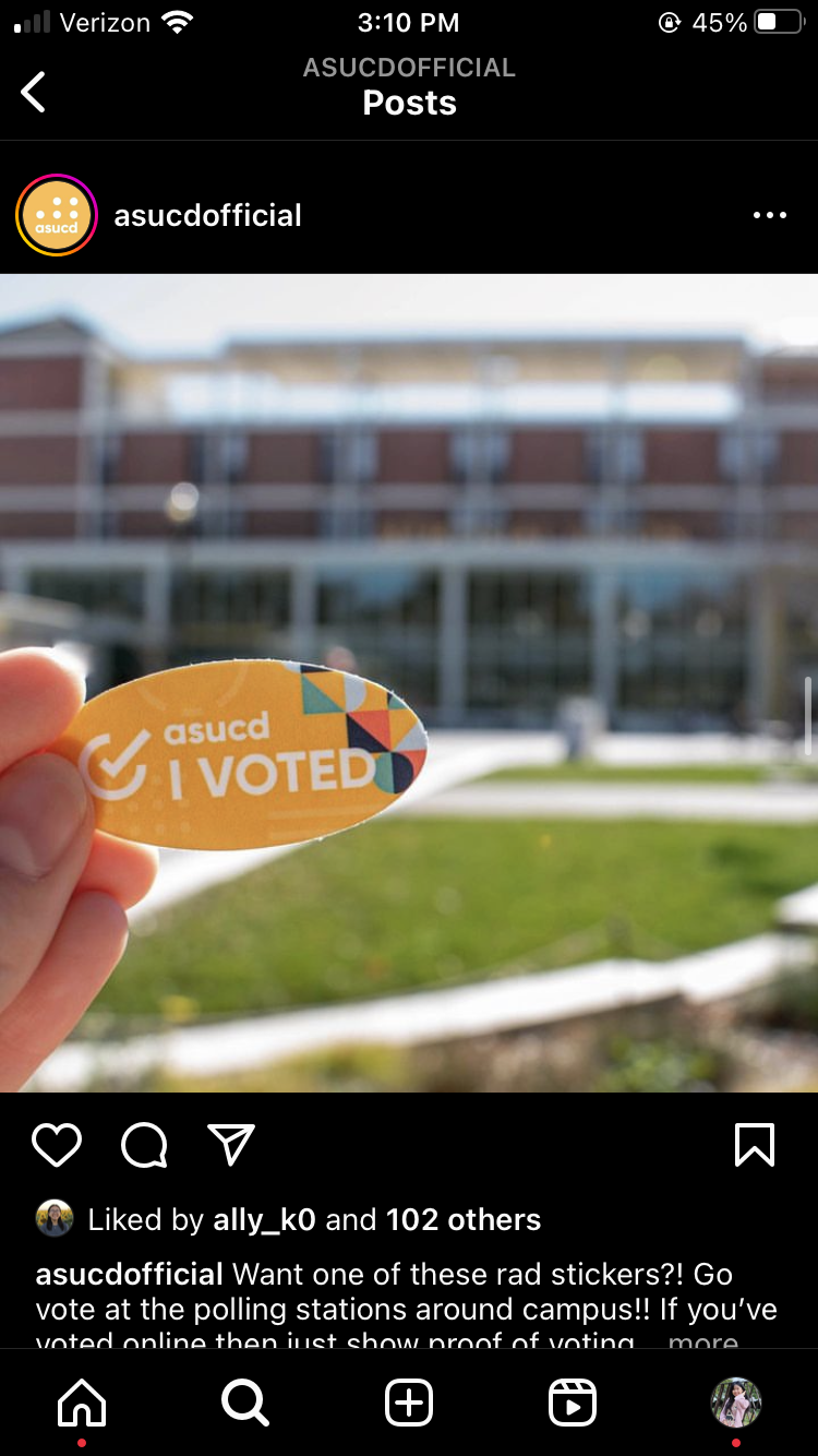 ASUCD Referendum Social Media I Voted Sticker Post