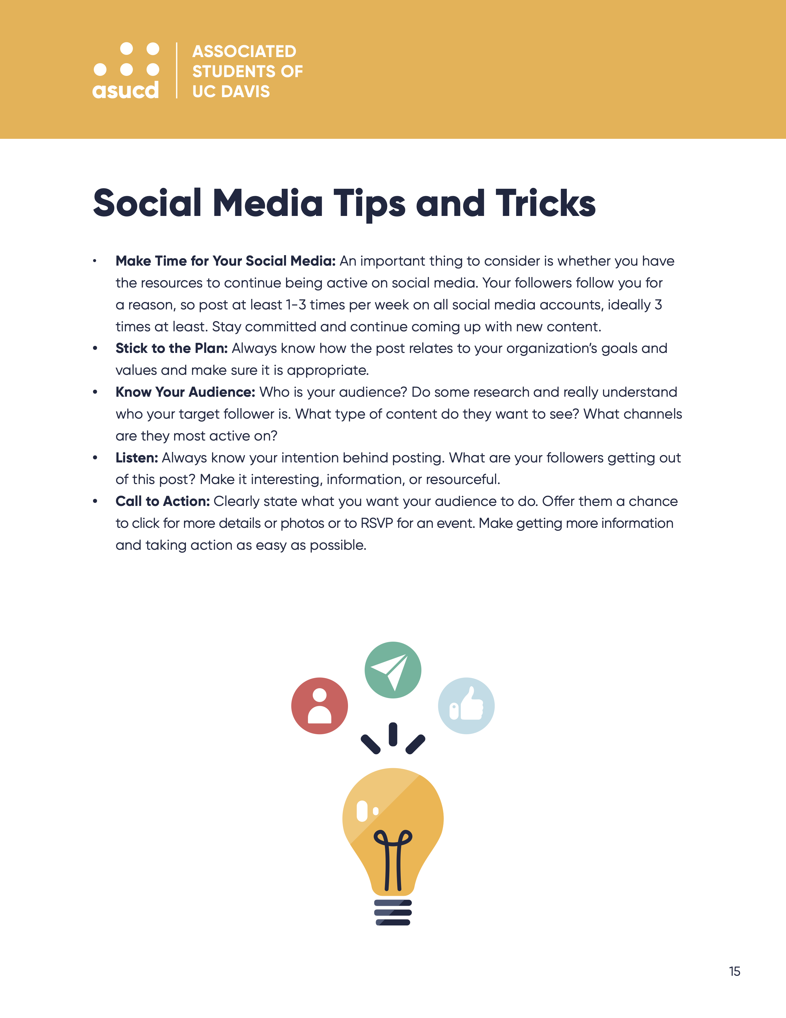 ASUCD Social Media Guidelines Tips and Tricks Page